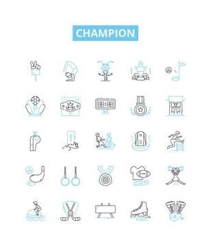 Champion vector line icons set. Victor, Hero, Winner, Premier, Winner, Conqueror Stock-Illustration
