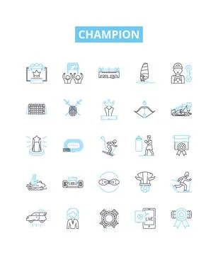 Champion vector line icons set. Victor, Hero, Winner, Premier, Winner, Conqueror Stock-Illustration