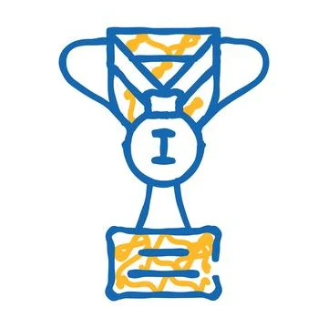 Champion win cup icon doodle illustration Stock Illustration