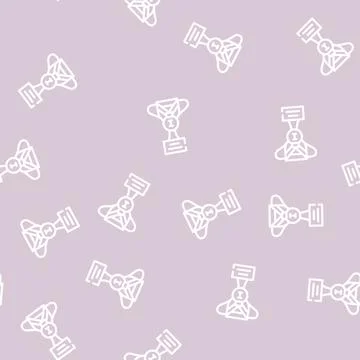 Champion win cup line vector seamless pattern Stock Illustration