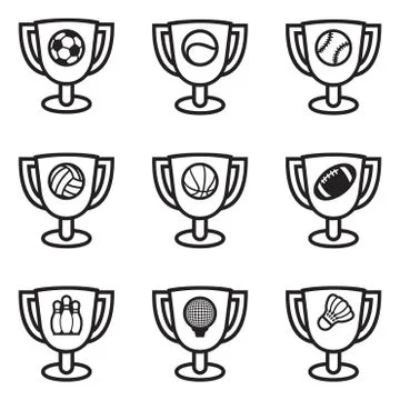 Champions cups - line Stock Illustration