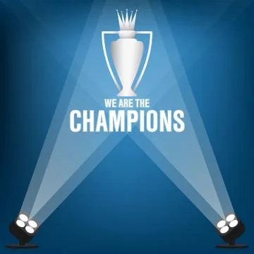 Champions trophy on stage with spotlight, Vector illustration Stock Illustration