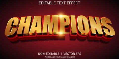 Champions vector text effect with modern style design Stock Illustration