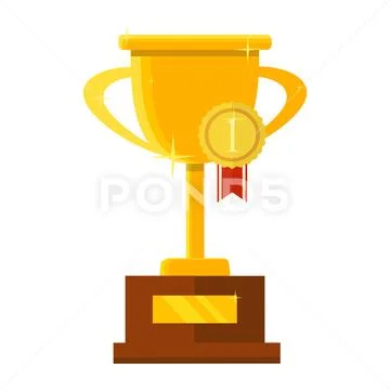 First Place Golden Medal Isolated Stock Illustration