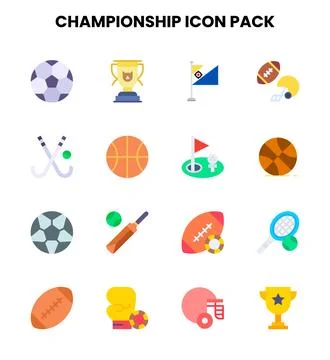 Championship Flat Set Icons Pack Stock Illustration