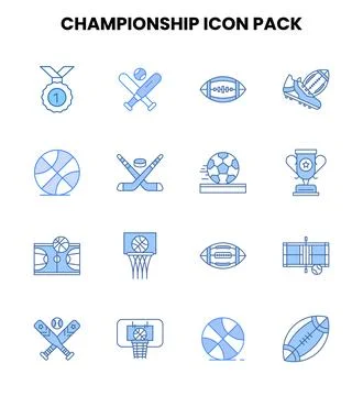 Championship Two Colour Vector Icons Pack Stock Illustration