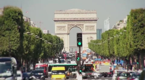 Champs Elysee Traffic Slow Motion, Paris - 1080p Stock Footage 54116173