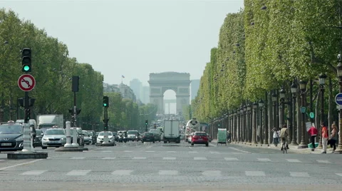 Champs - Elysees and Arc de Triomphe Paris Stock Footage 49898535
