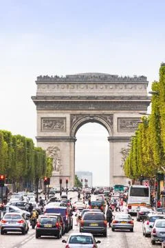 The Champs-Élysées and the Arc de Triomphe Stock Photos