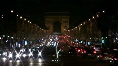 Champs-Elysees by night, Paris Video stock 419729