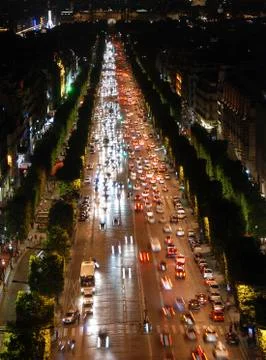 Champs Elysees at night Foto stock