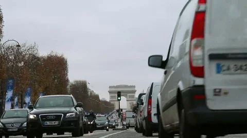 Champs Elysees road traffic Stock Footage 69223307