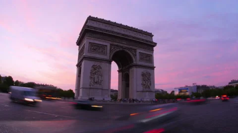 Champs elysees at sunset, paris, france, timelapse, zoom out, 4k Stock Footage 58718794