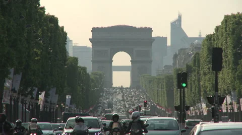 Champs-Elysees Traffic in Front of the Arc de Triomphe 1 Stock Footage 52791409