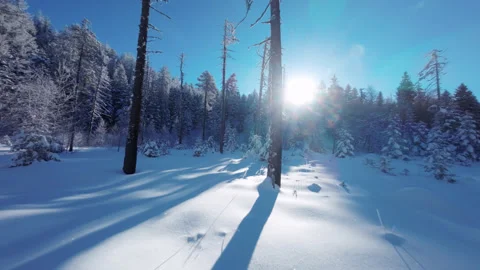 Chamrousse - Winter Landscape 20 - FPV - 4K - Color Graded Stockbeeldmateriaal 240443190