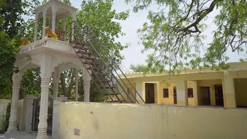 Chamunda Temple Platform and Lion Statues, Piplantri Village, Rajasthan Stock Footage 313239470