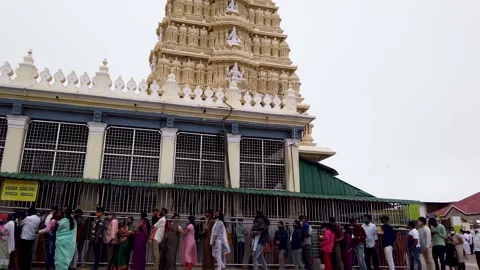 The Chamundeshwari or Durga Hindu temple located on Chamundi hills in Mysuru. Stock Footage 158469103