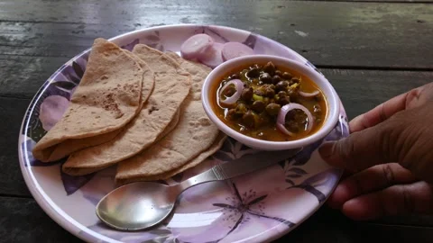 Chana Masala with Roti. Stock Footage 243752973