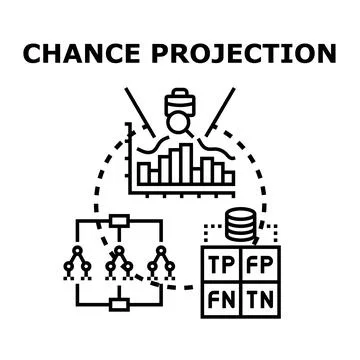 Chance projection analyzing data and making decisions Stock Illustration