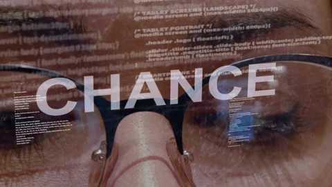 Chance text on background of female developer Stock Footage 106665381