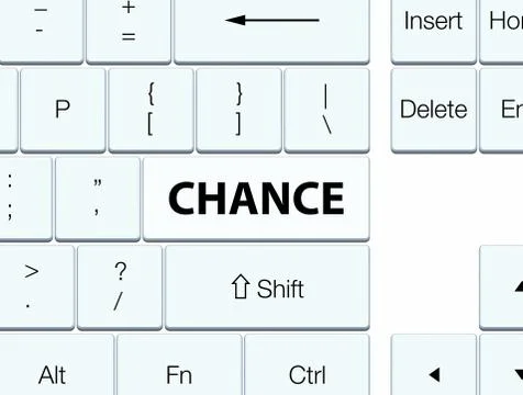 Chance white keyboard button Stock Illustration