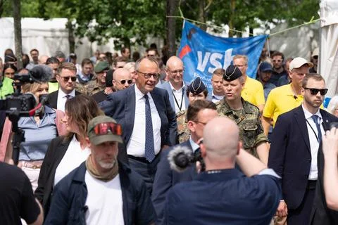 Chancellor Merz marks Germany's second National Veterans Day in Berlin - 22 Apr  Stock Photos