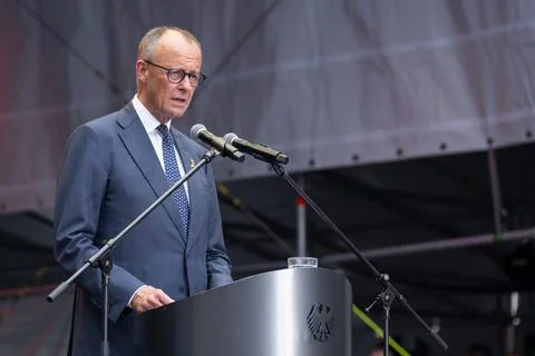 Chancellor Merz marks Germany's second National Veterans Day in Berlin - 22 Apr  Stock Photos