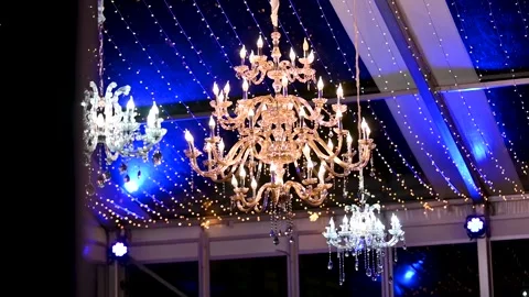 Chandalier at night event Stockbeeldmateriaal 194522021