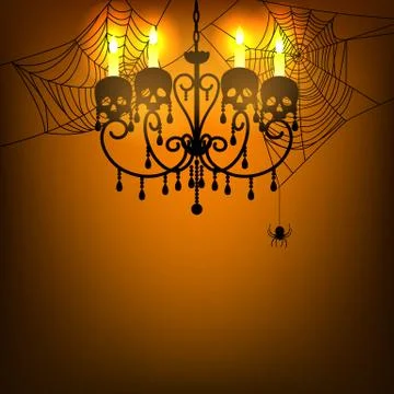 Chandelier and spiderweb Stock Illustration