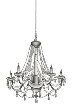 Chandelier with candles on the flat white background Stock Illustration