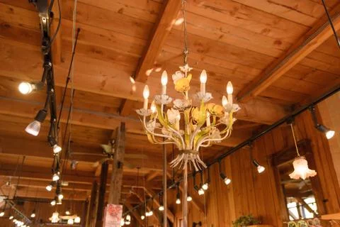 Chandelier on ceiling Stock Photos