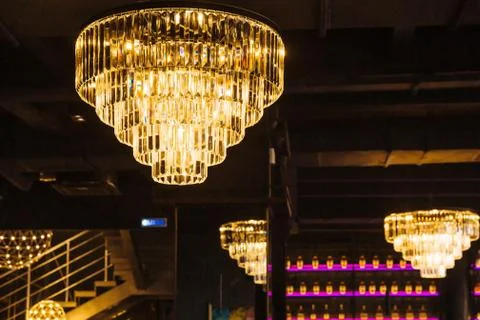 Chandelier on the ceiling. Stock Photos