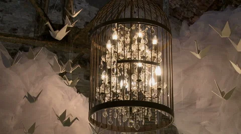 Chandelier in cell as element of interior Stock Footage 44159310