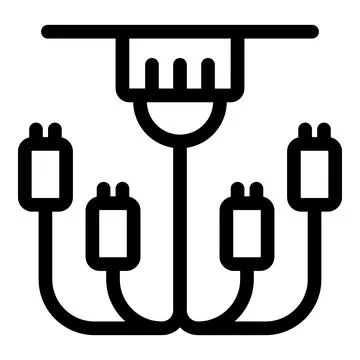 Chandelier connecting to ceiling wiring with multiple lightbulb sockets Stock Illustration