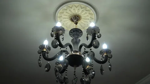 Chandelier during an earthquake. Stock Footage 232380977