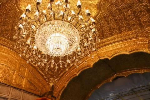 Chandelier at the entrance of golden temple Stock Photos