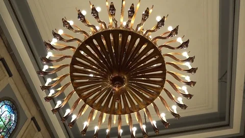 Chandelier in the hall Stock Footage 70139435