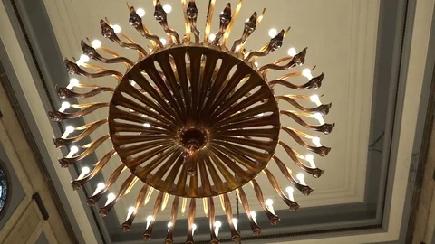 Chandelier in the hall Stock Footage 70140074