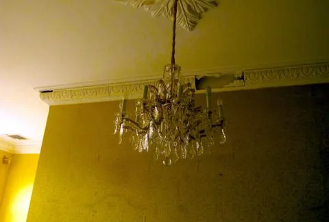 Chandelier hanging inside Saddam Hussein's palaces in Baghdad - 2003 Stock Photos