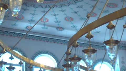 Chandelier in mosque Stock Footage 88037157