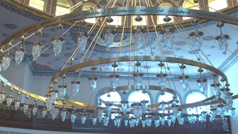 Chandelier in mosque Stock Footage 88040102