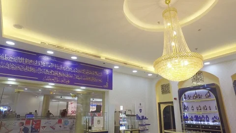 Chandelier in a perfume shop. Stock Footage 77689436