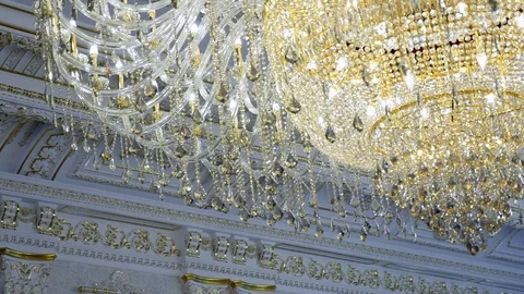 Chandelier in a restaurant, interior element Stock Footage 83130201