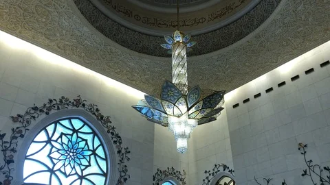 Chandelier Sheikh Zayed Mosque Stockbeeldmateriaal 125585978