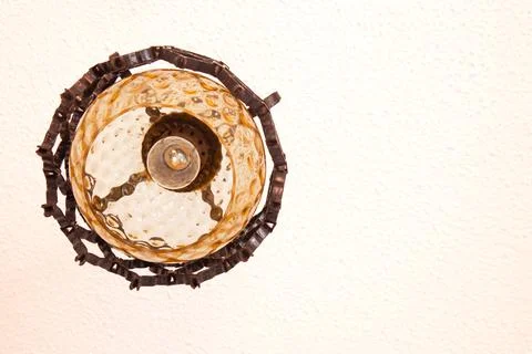 Chandelier on the white ceiling. Bottom view Stock Photos