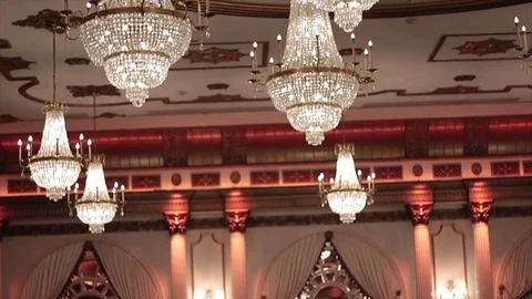 Chandeliers Slow Motion Close Up Stock Footage 85042691