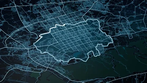Chandigarh India Glowing Digital Map Animation 4K Stock Footage 339958241