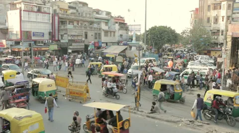 Chandni Chowk traffic circle Stock Footage 36775430
