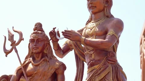 Chandra Dev Offering the Moon to Lord Shiva in Hindu Mythological Sculpture.. Stock Footage 336884348