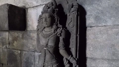 Chandra Statue inside Nandi Temple Cell, Prambanan Complex, Java, Indonesia Stock Footage 249206760